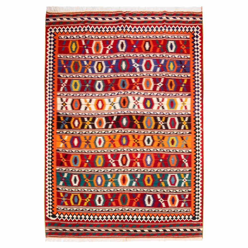 Main image of 波斯羊毛基里姆地毯 手工编织于法尔斯 传统 Takin