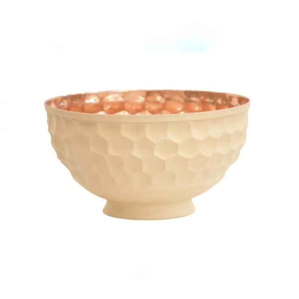 铜质水果与甜点碗 – 锤纹奶油色