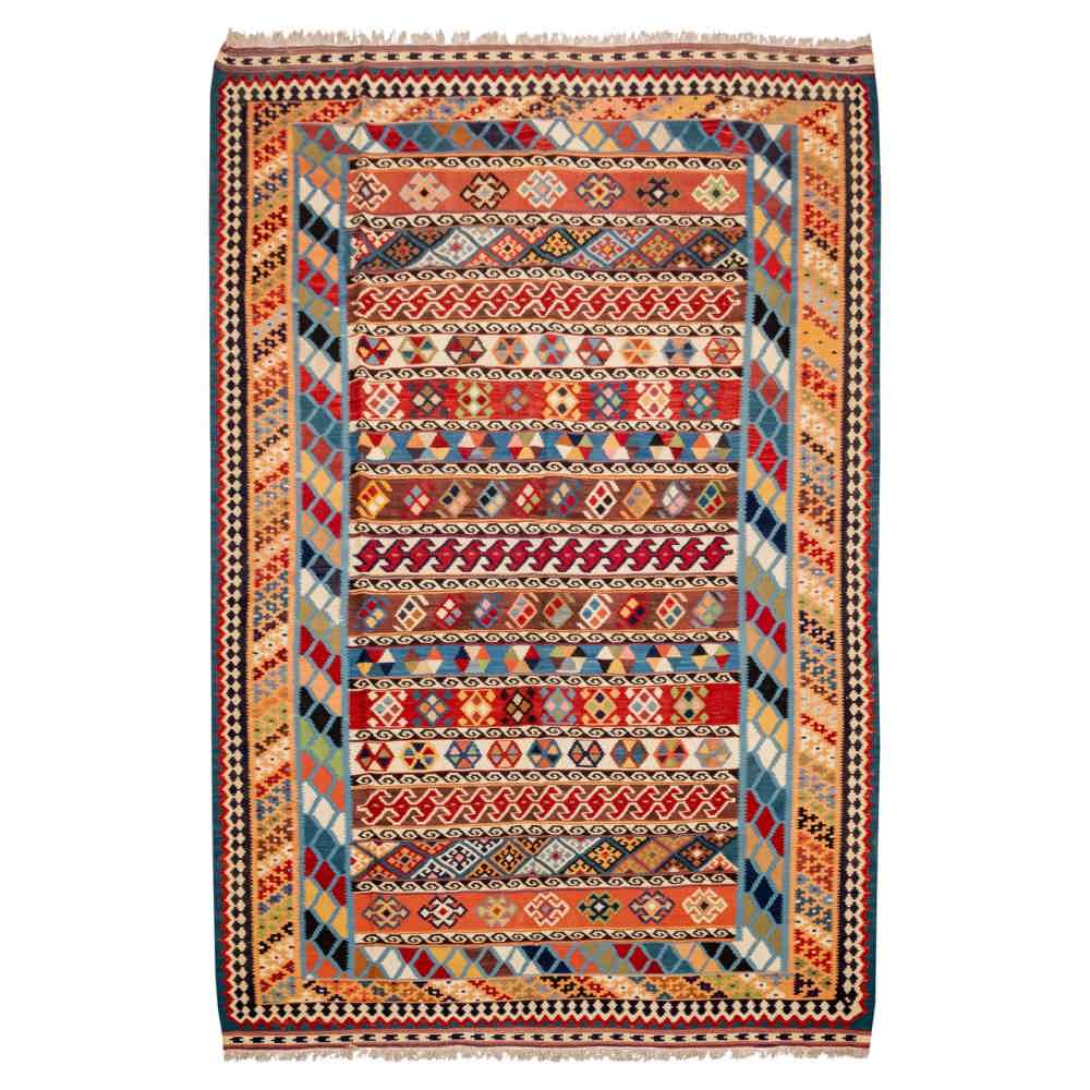 Main image of 波斯羊毛基里姆地毯 手工编织于奈因 传统 Solmaz