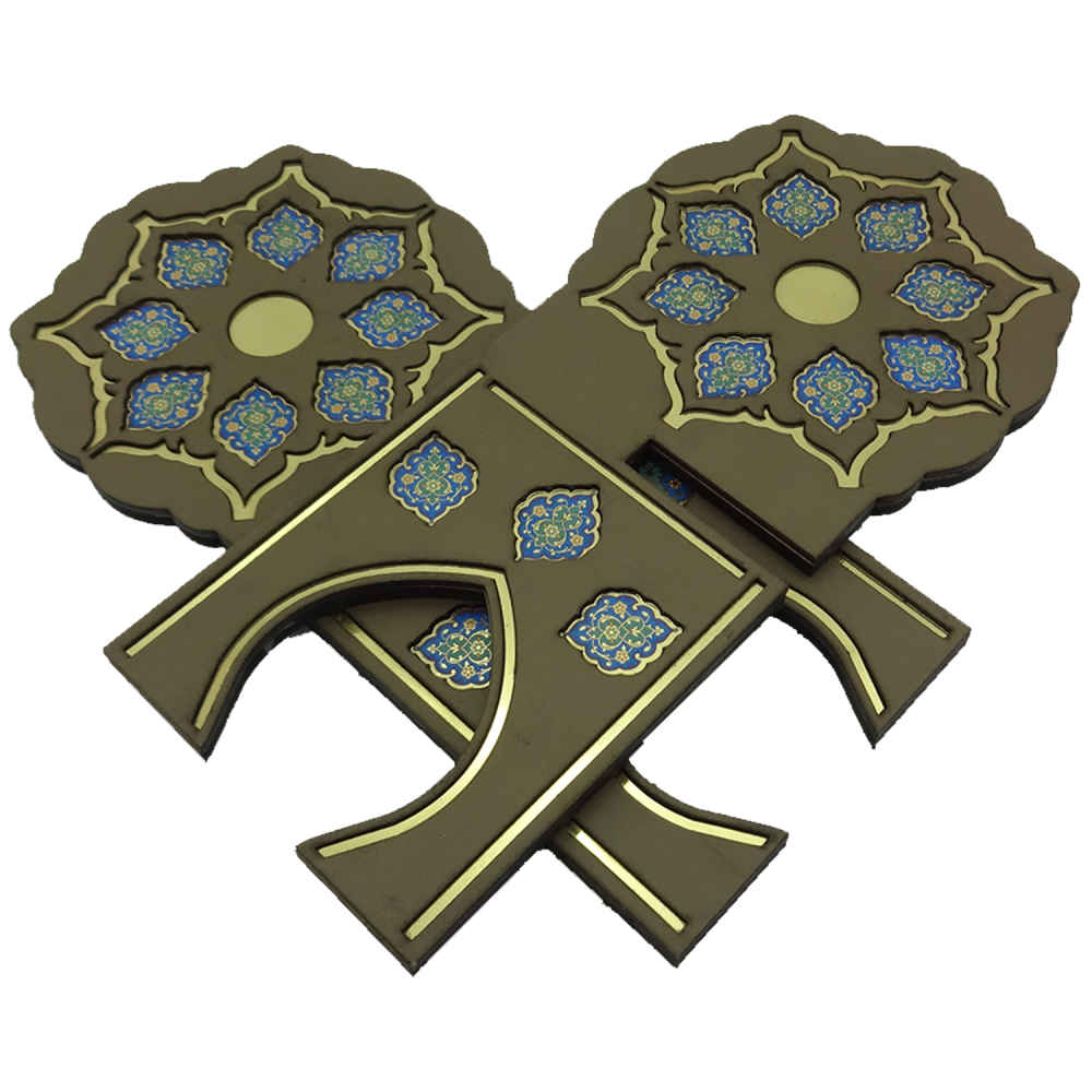 可折叠木质古兰经支架 – 几何伊斯兰图案