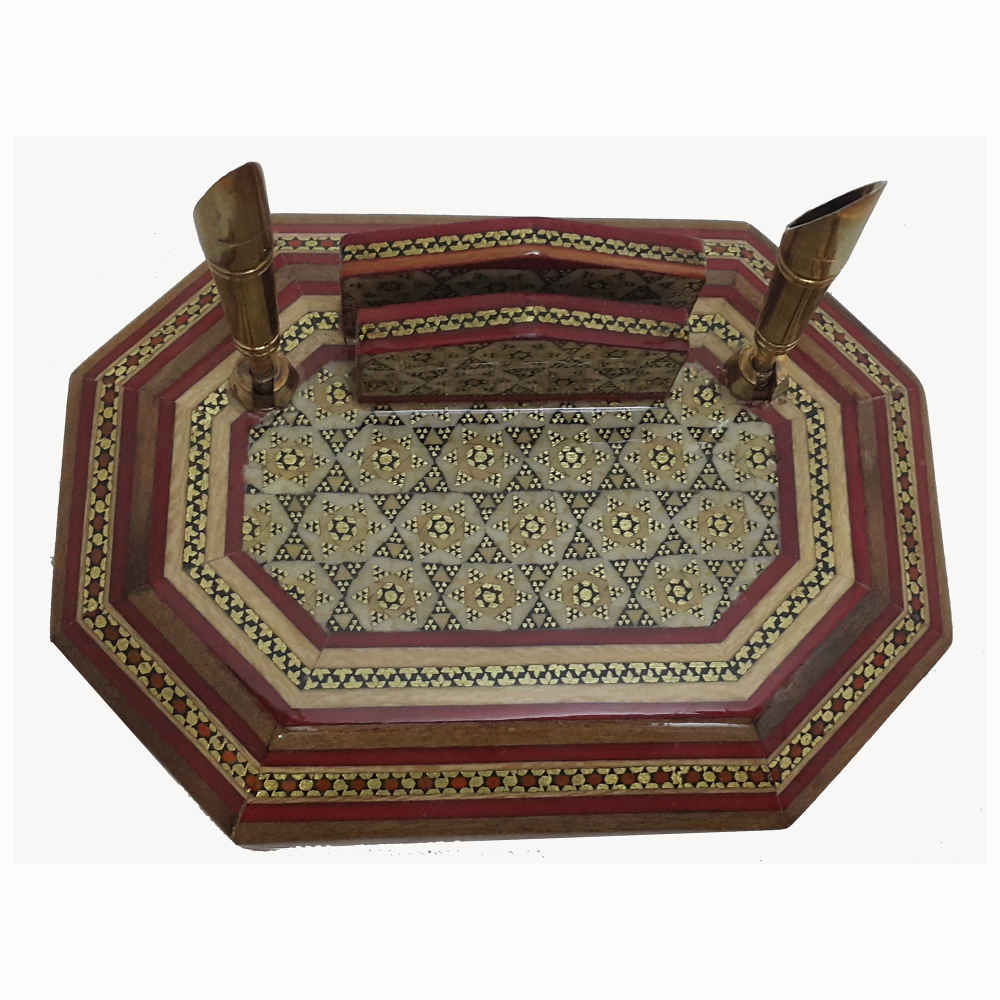 豪华桌面收纳 – Modiriat 图案，Khatamkari 木工