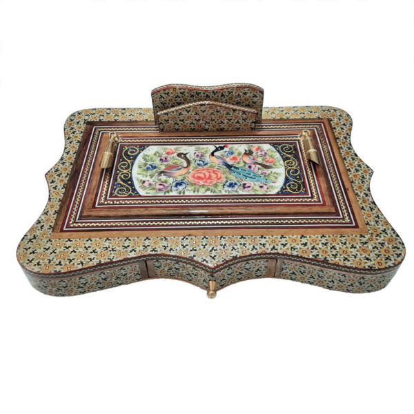 Sahar 版本 – 波斯 Khatamkari 木质笔筒，办公桌专用