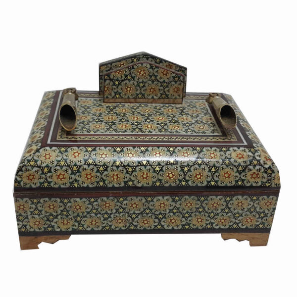 Taha 设计 – 手工波斯 Khatamkari 桌面笔筒