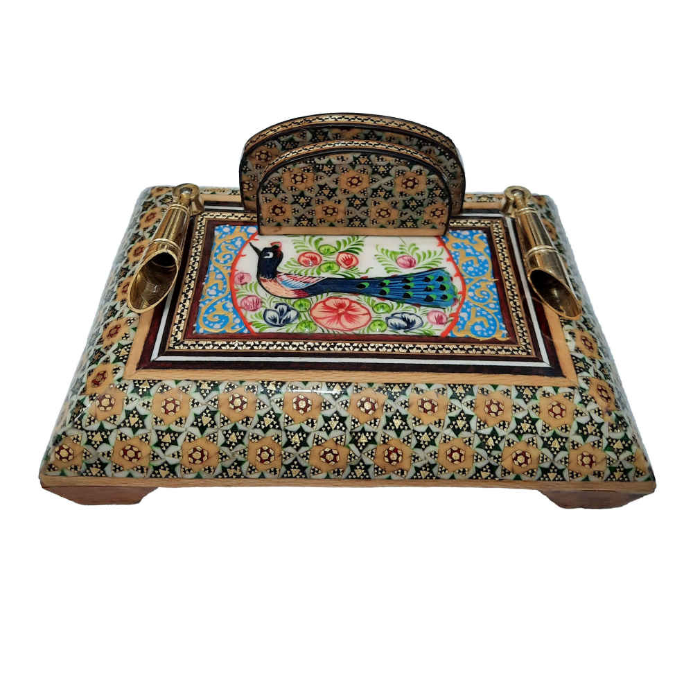 Main image of 木质笔筒 – Tavoos 图案，Khatamkari 艺术