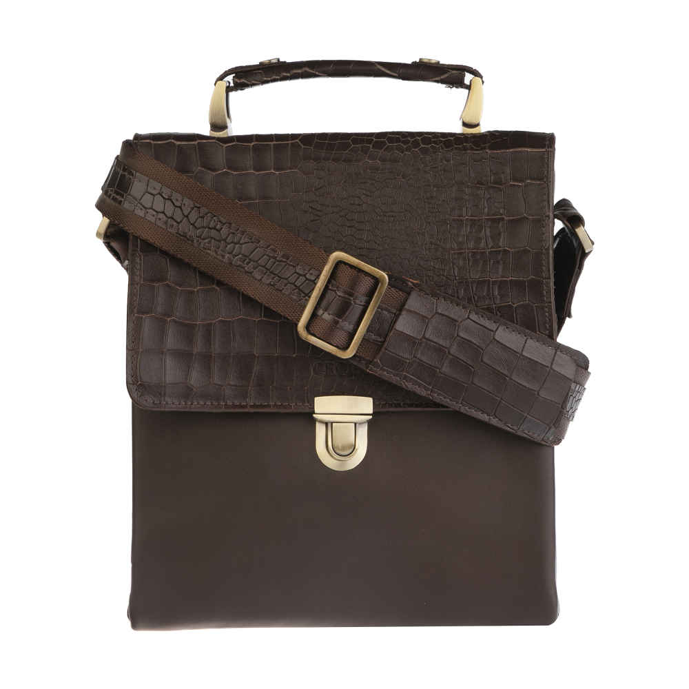 Main image of 奢华皮革邮差单肩包 – 手工款 Croco