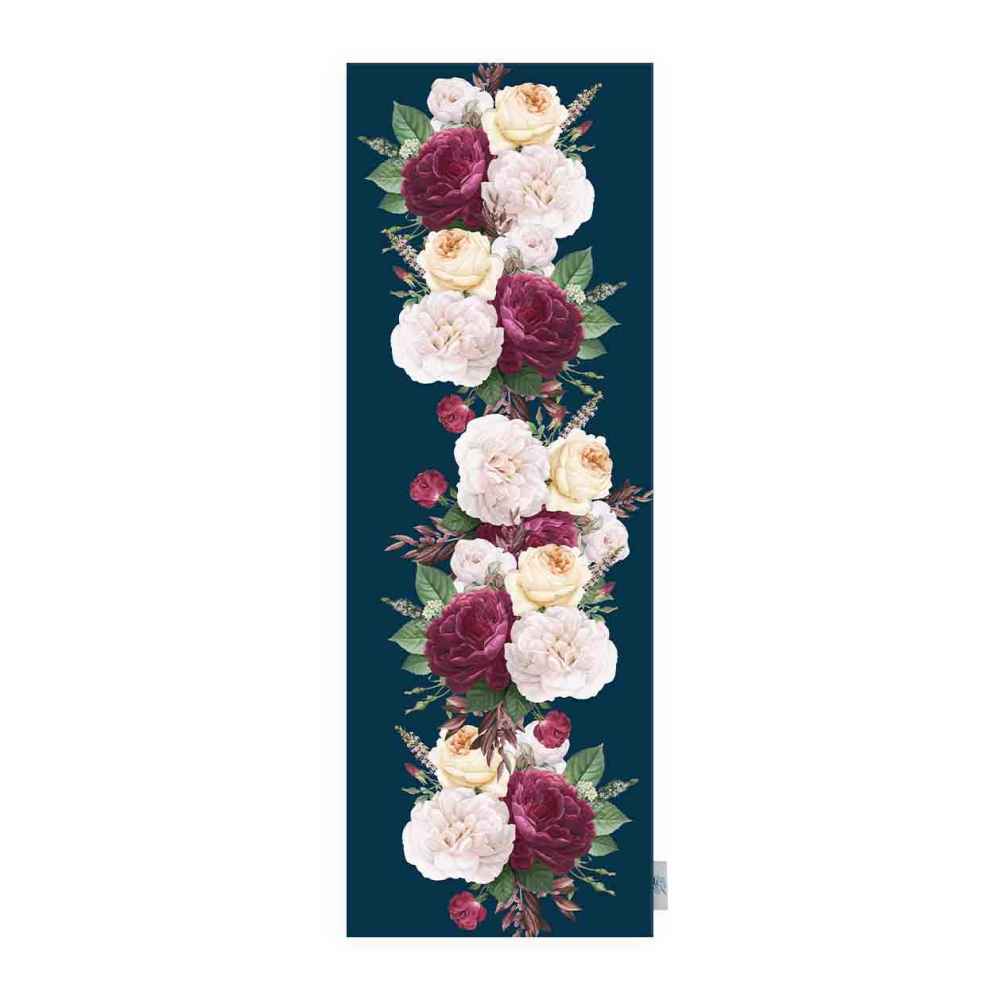 波斯典雅蓝色丝绒桌旗 —— Bahar 款（春天款）