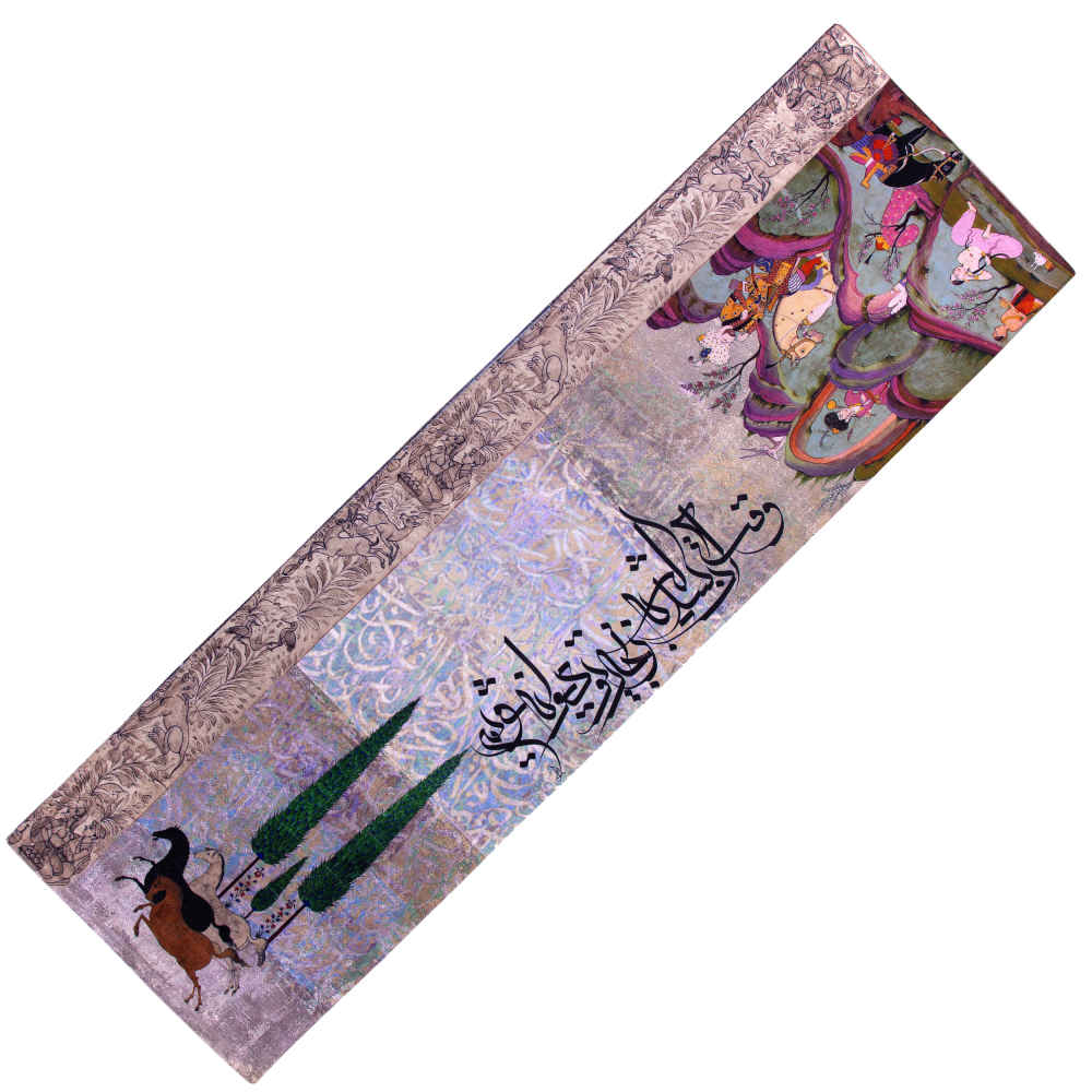 波斯典雅米色丝绒桌旗 —— Khosro Parviz 款（历史人名）