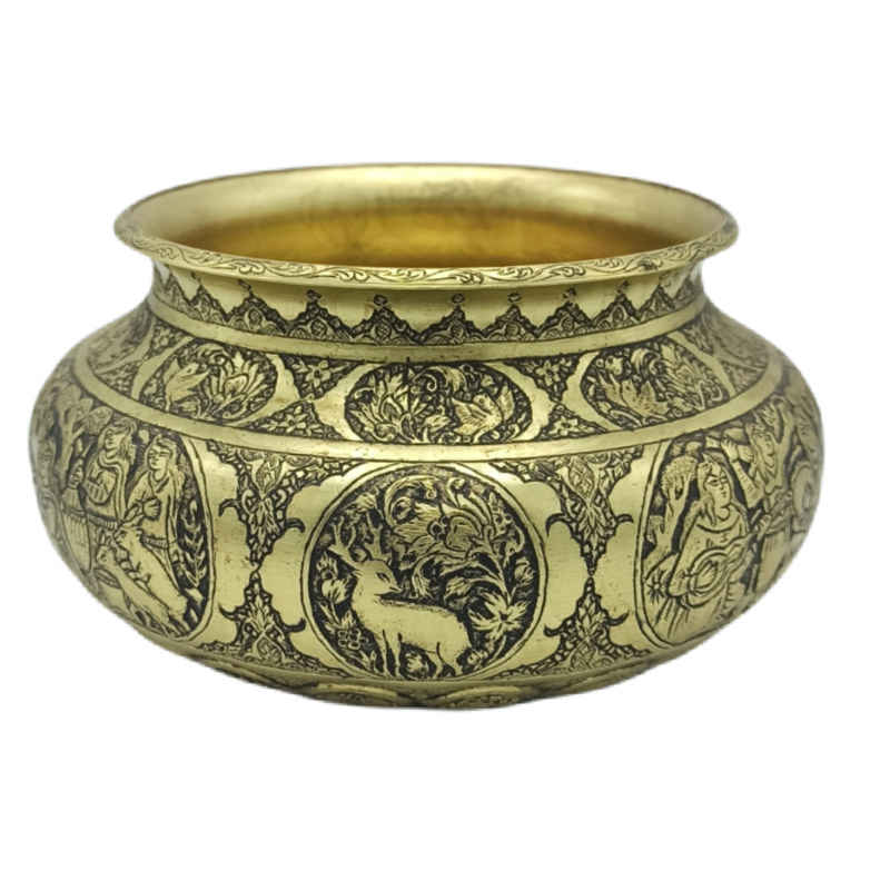 装饰黄铜碗 手工波斯雕刻 Shekar 款