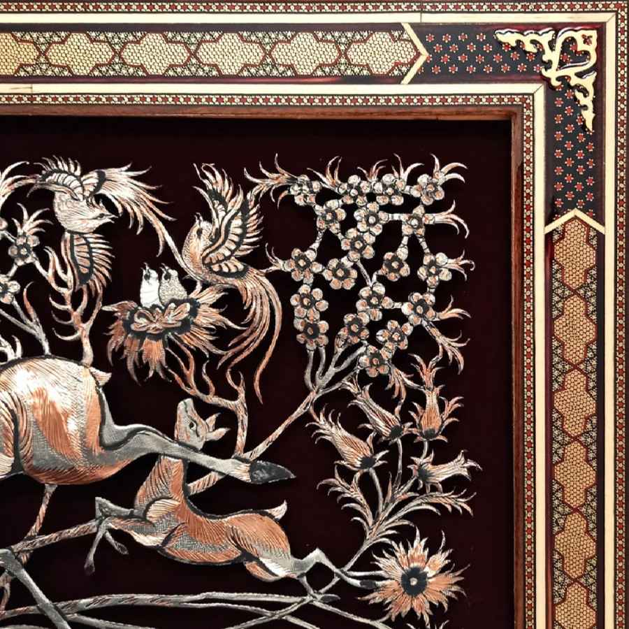 手工镶框波斯雕刻铜艺 Nature – 传统墙饰