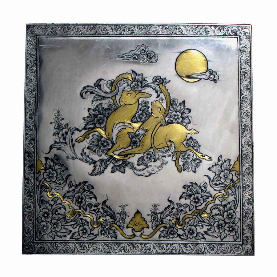 手工镶框波斯雕刻铜艺 Ahoo