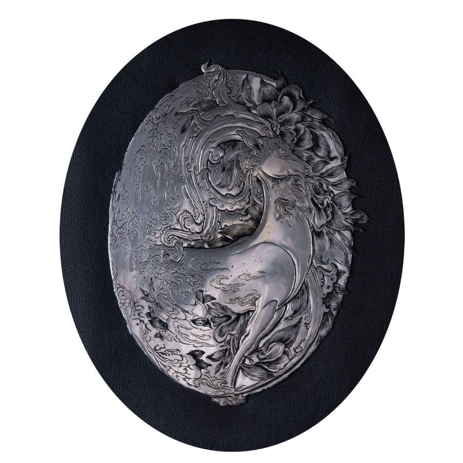 手工镶框波斯雕刻铜艺 Goat