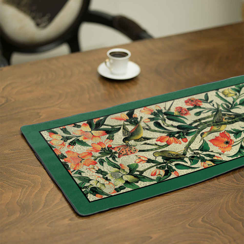 Main image of 波斯典雅绿色丝绒桌旗 —— Nazanin 款