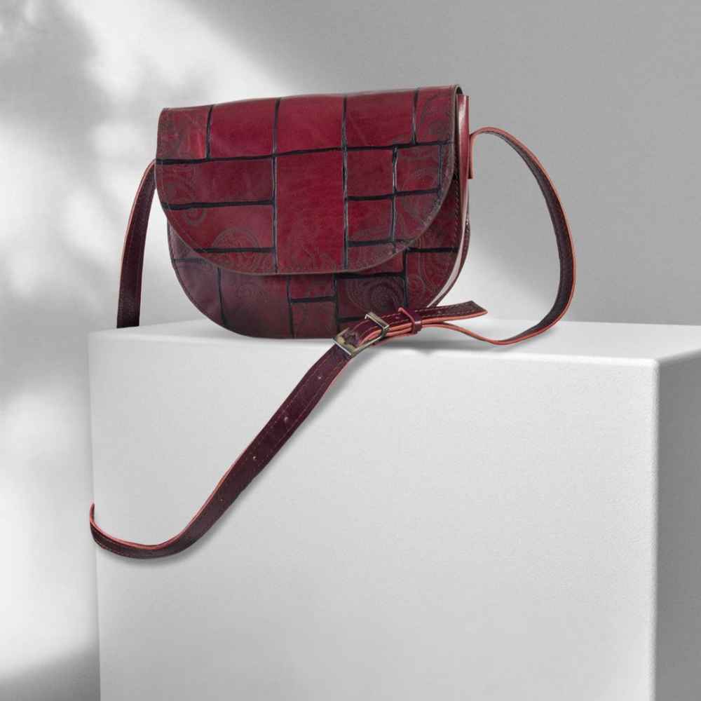 奢华手工皮革斜挎单肩包 – Kheshti 款