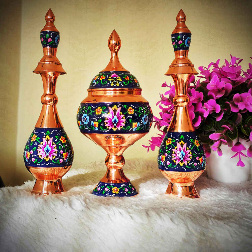 装饰铜瓶 – 波斯珐琅（Minakari）Paradise 款