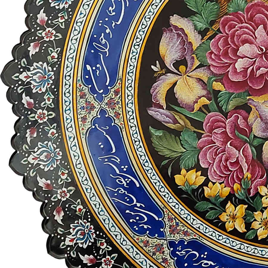 装饰铜盘 手绘波斯掐丝珐琅 花卉图案