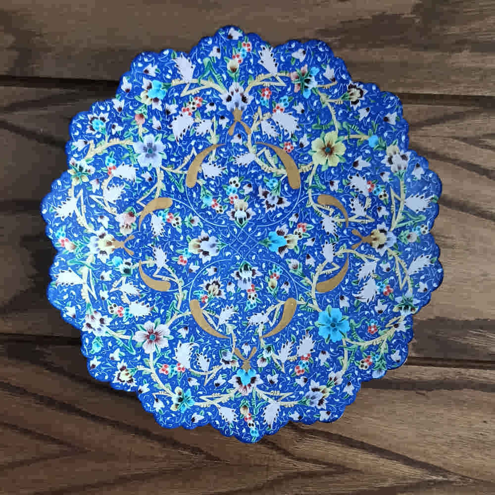 装饰铜盘 手绘波斯掐丝珐琅 Alvand 花卉