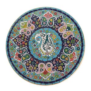 装饰陶瓷盘 手绘波斯掐丝珐琅 腰果花纹（Paisley）