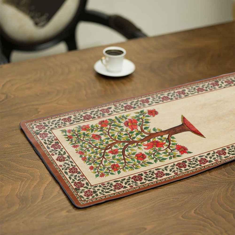 Main image of 波斯典雅米色丝绒桌旗 —— Khooshe 款（麦穗款）