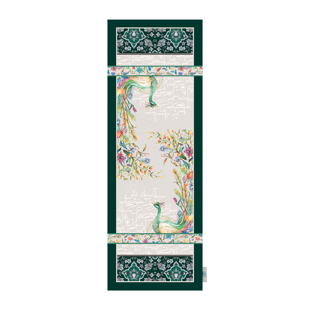 波斯典雅绿色丝绒桌旗 —— Tavoos 款（孔雀款）