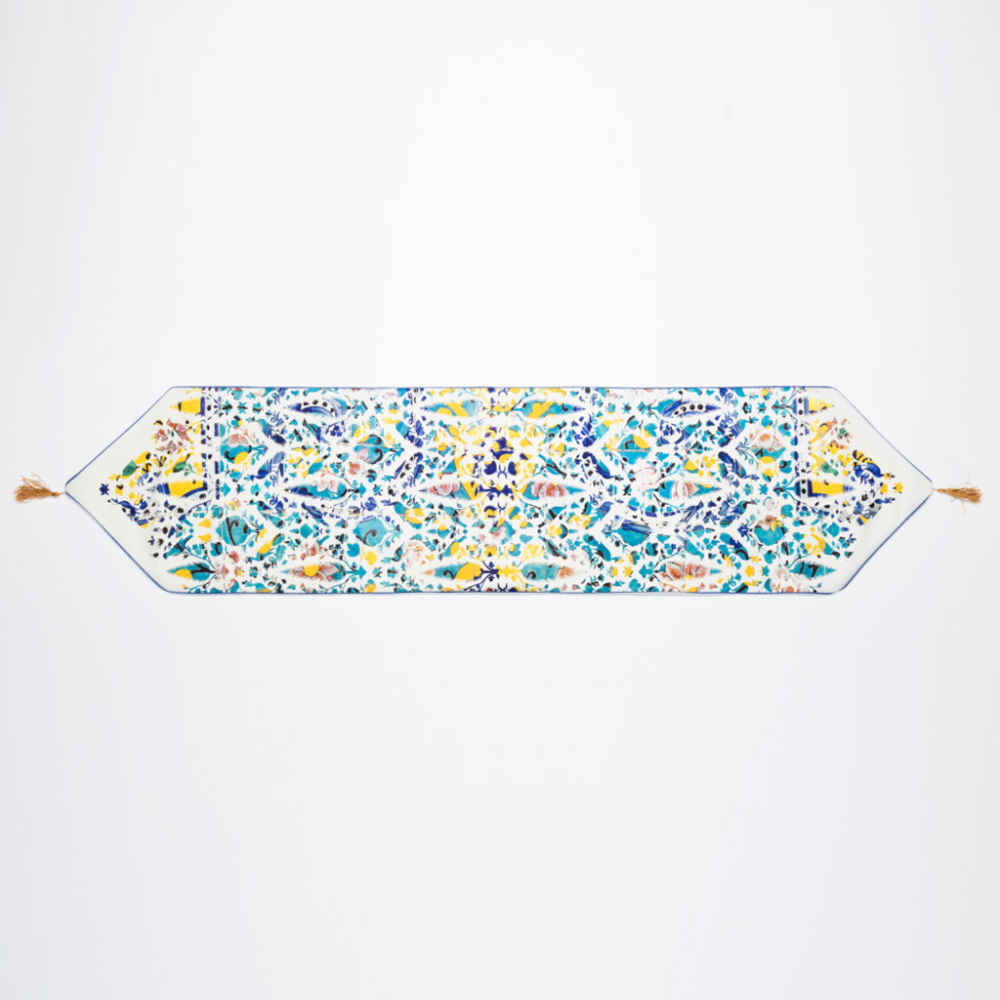 Main image of 波斯典雅白色丝绒桌旗 —— Nahal 款