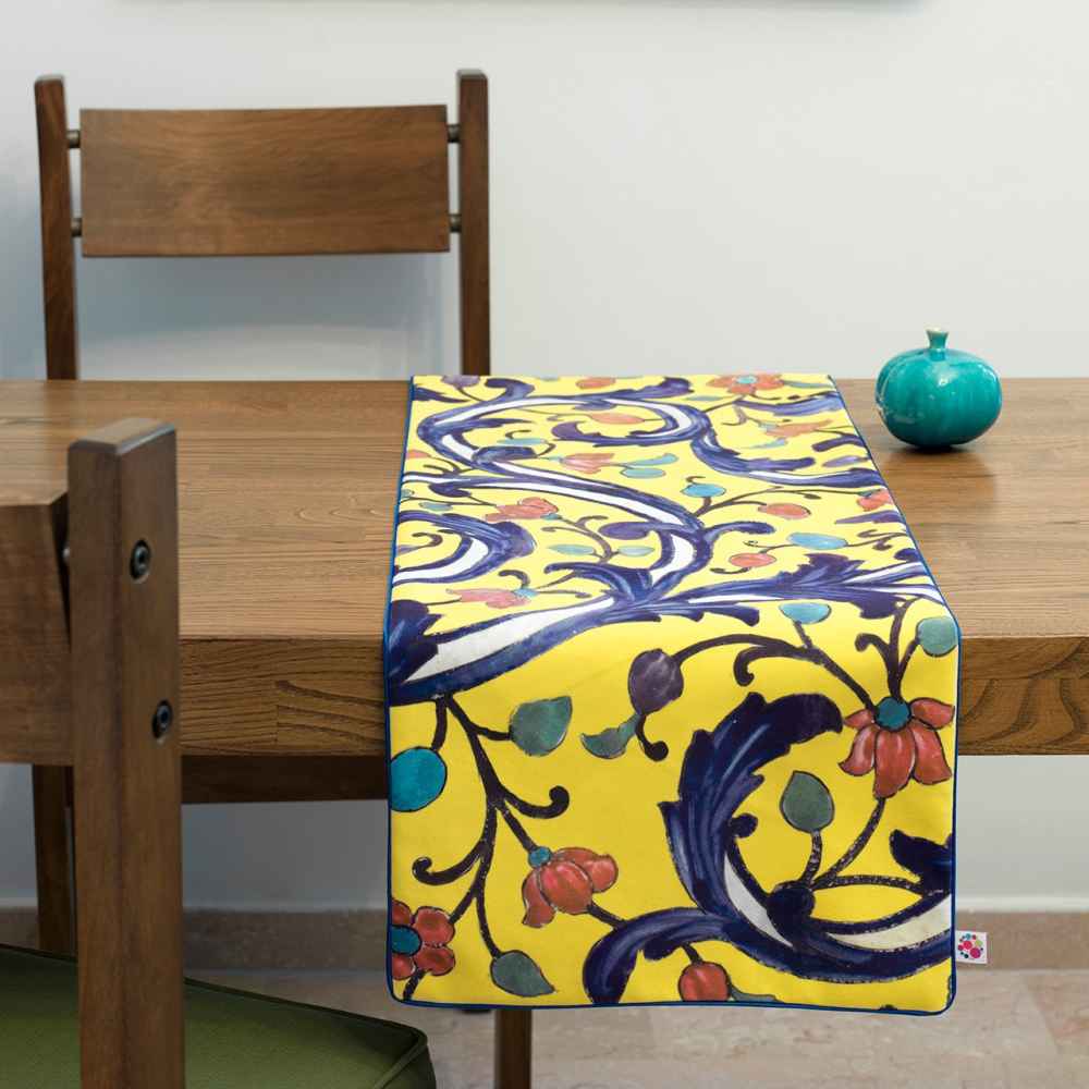 Main image of 波斯典雅黄色丝绒桌旗 —— Rahil 款