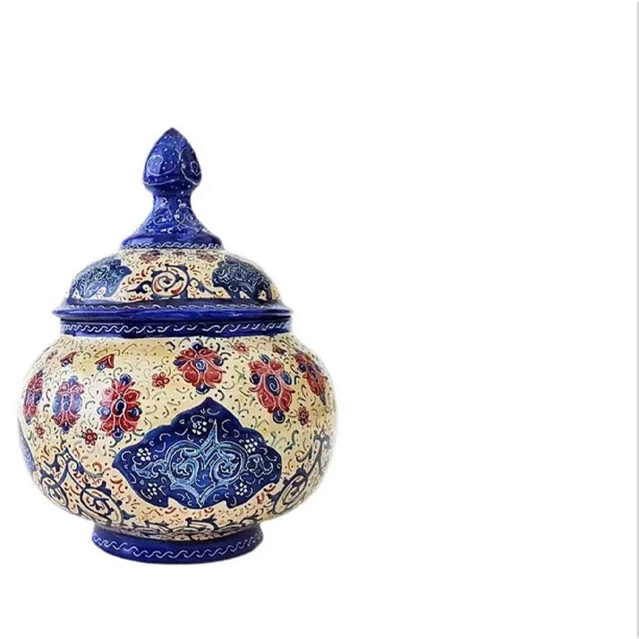 手工波斯陶瓷茶咖具套装 – 黄色掐丝珐琅