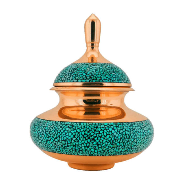 波斯手工镶嵌绿松石铜糖罐 Yara