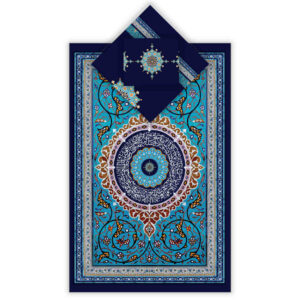 伊斯兰祈祷毯 天鹅绒 Sajadah 轻便款 – 蓝色 Eslimi 设计
