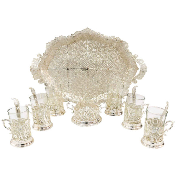 手工波斯金银丝茶具咖啡具——镀银 Nafas（呼吸）