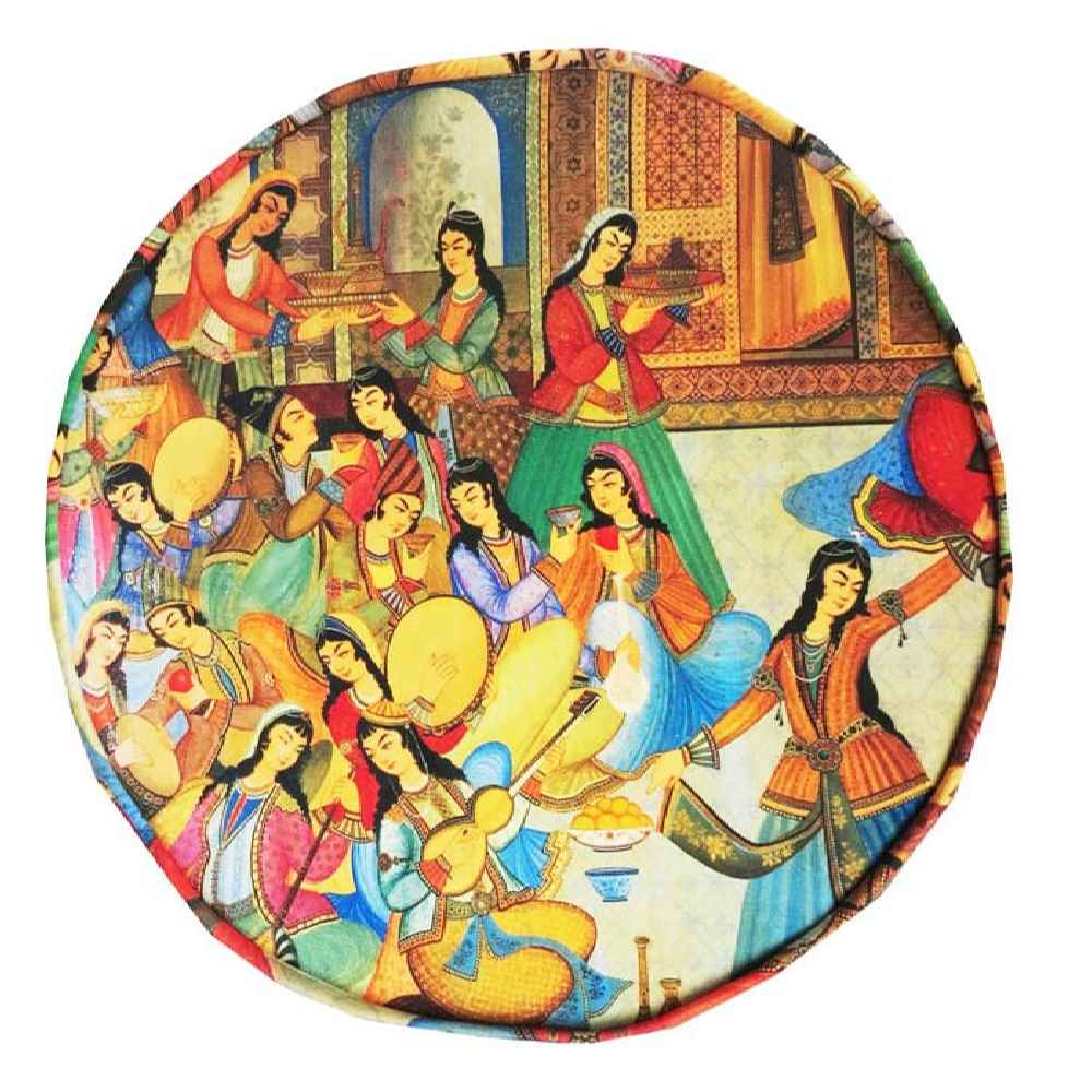 传统波斯脚凳 木质脚架 天鹅绒面料 图画款