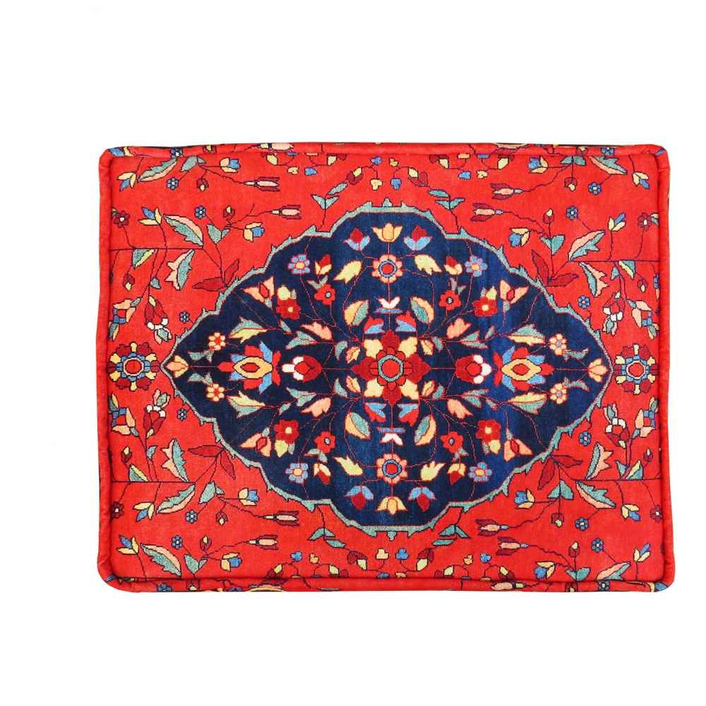 传统红色波斯脚凳 木质脚架 天鹅绒面料 Mona