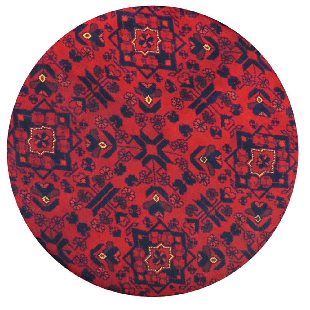 传统红色波斯脚凳 木质脚架 天鹅绒面料 Sorkh