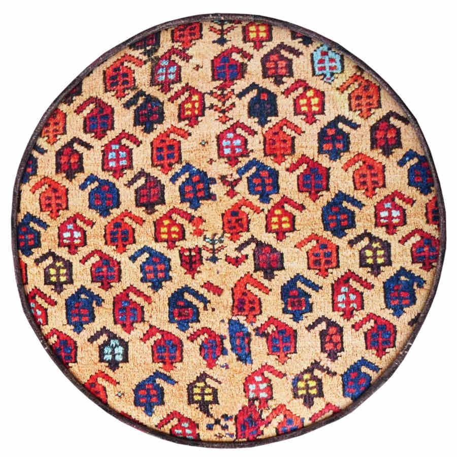 传统红色波斯脚凳 木质脚架 天鹅绒面料