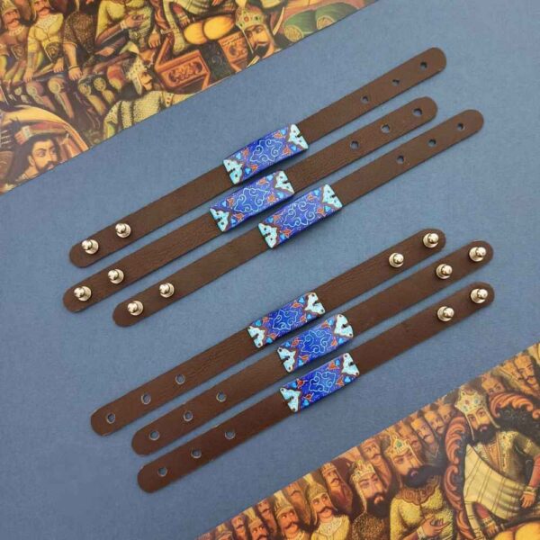 皮革与铜手链珐琅 – 艺术Akhgar款
