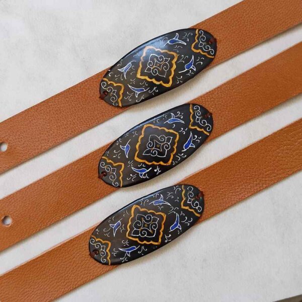 皮革与铜手链珐琅 – 艺术Maral款