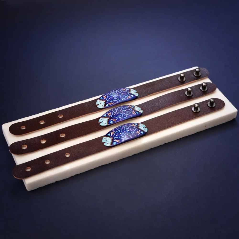 皮革与铜手链珐琅 – 艺术Yavar款