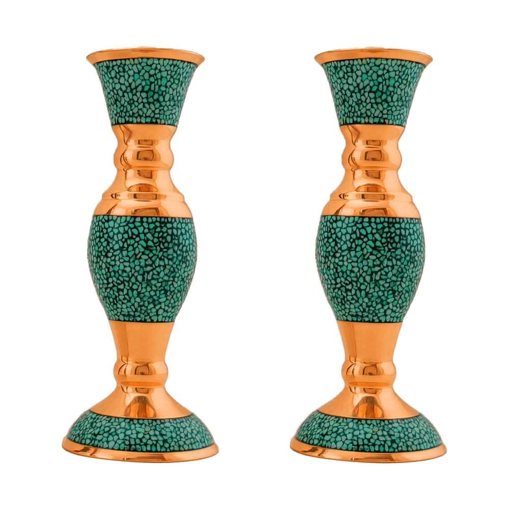 Main image of 手工波斯铜烛台 – 镶嵌绿松石设计 – Sima（2个）