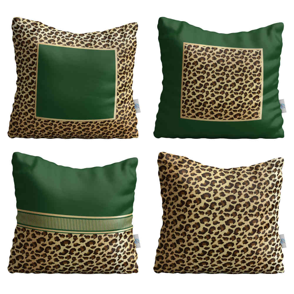 Main image of 天鹅绒靠垫套装 – 动物印花设计（4件套）