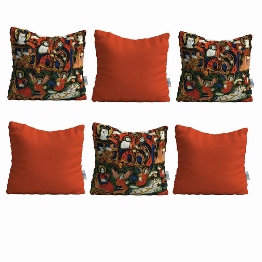 Main image of 波斯天鹅绒靠垫套装 – 内加尔设计（6件套）