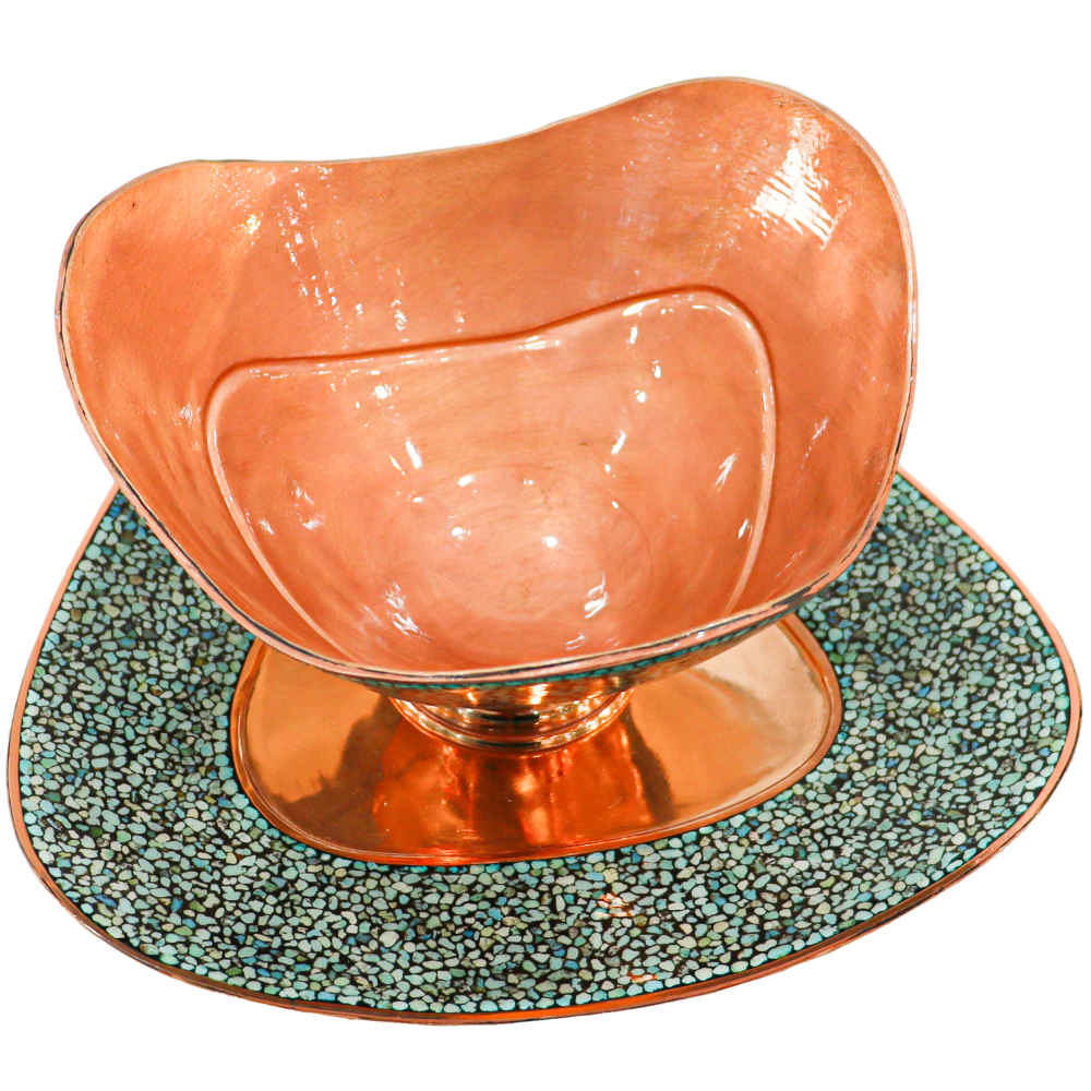 装饰碗与盘子 波斯手工制作 镶嵌绿松石