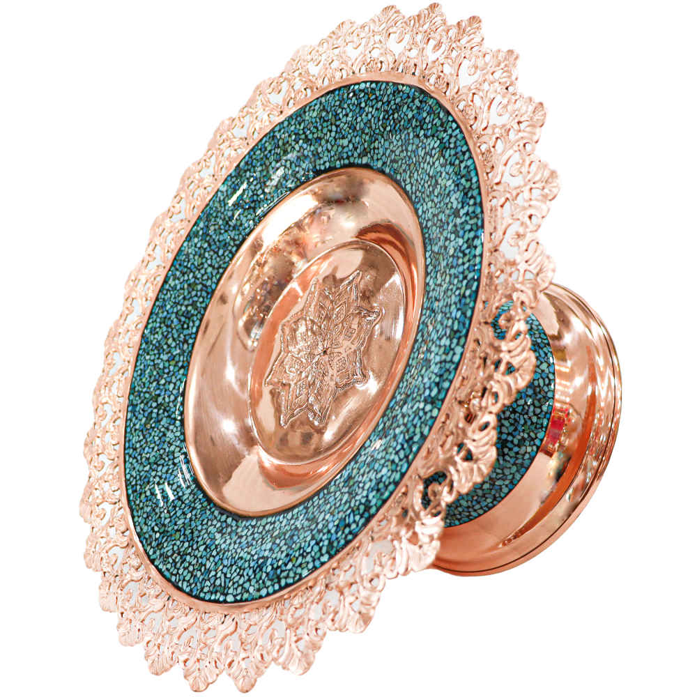 高脚镶嵌绿松石铜盘 款式 Alma