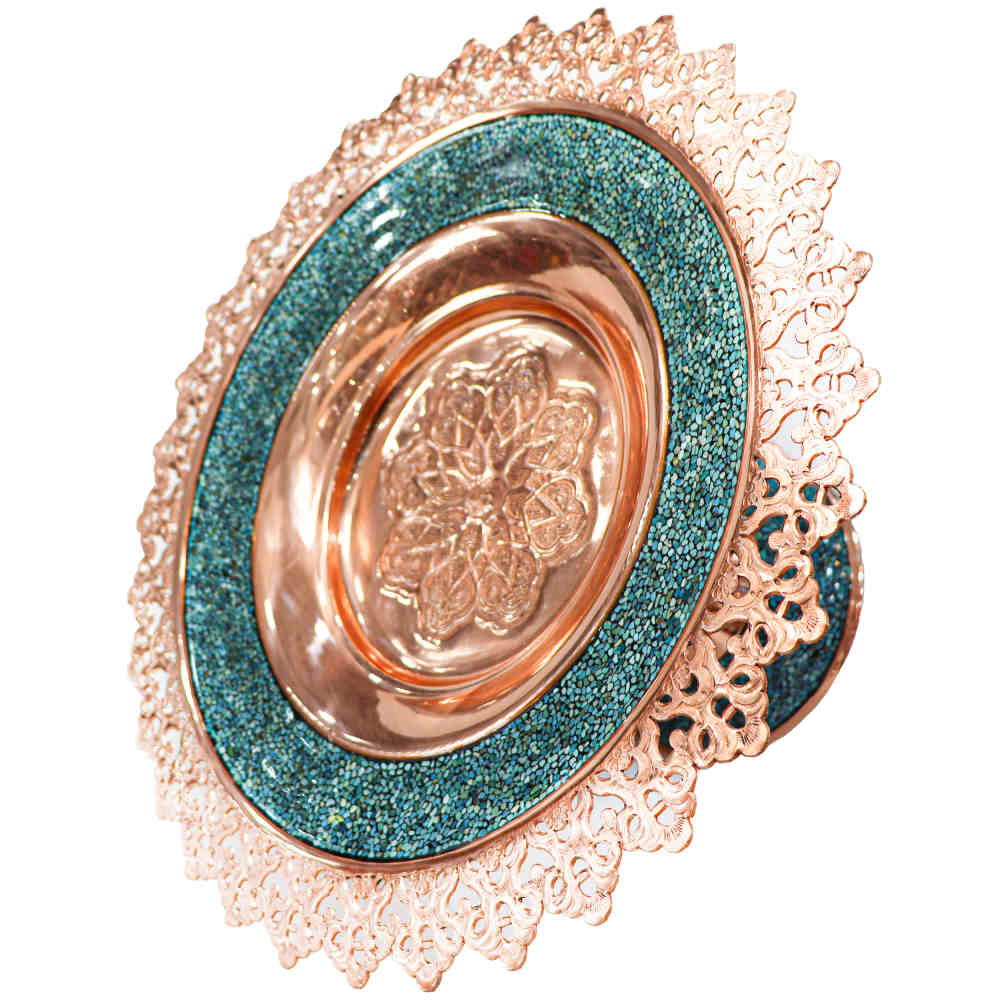 高脚镶嵌绿松石铜糖果盘 款式 Asal