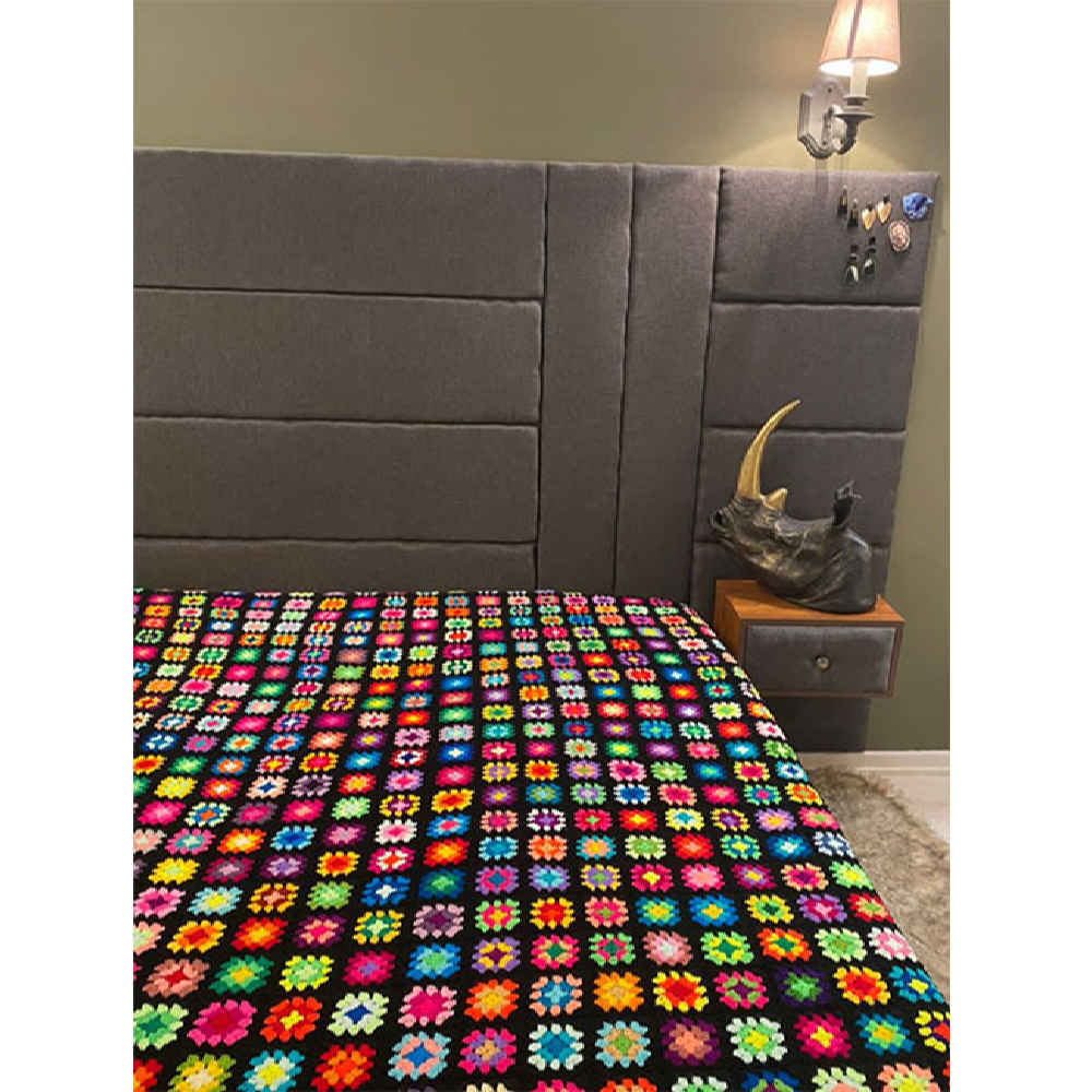 棉质钩针床罩 – 阿富汗风格彩色床毯 – Armita款