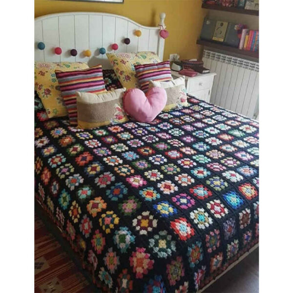 棉质钩针床罩 – 彩色阿富汗风格 – Atosa款