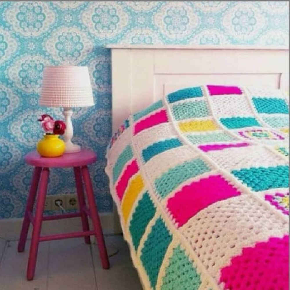 Main image of 棉质钩针床罩 – 彩色阿富汗风格 – Parto款