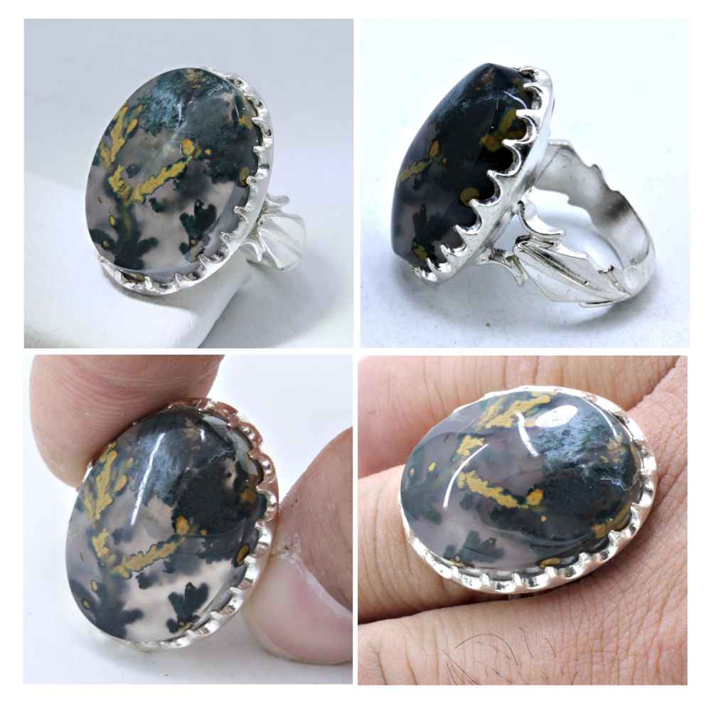 男士波斯树枝玛瑙 Shajar 银戒指 Farshad 款