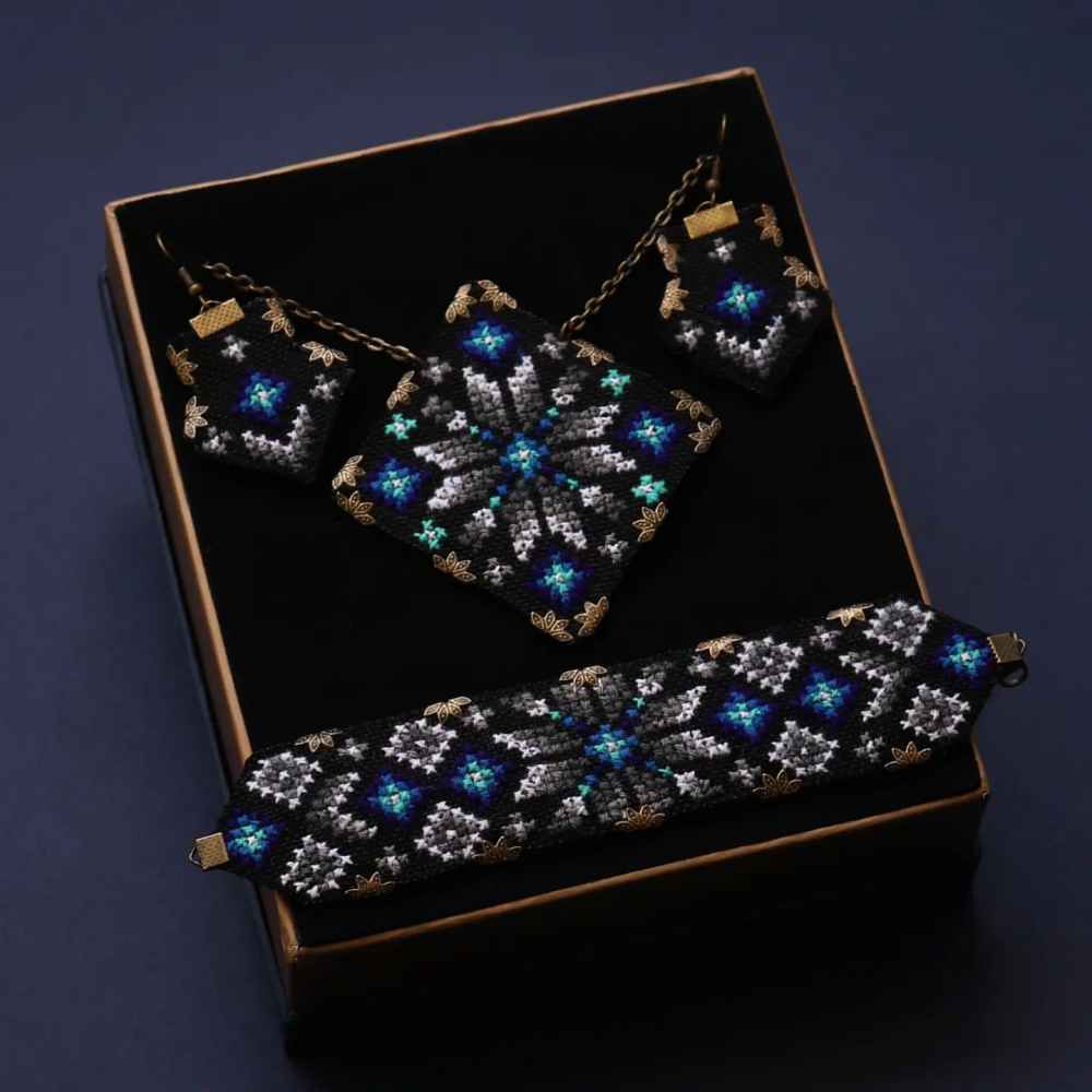 波斯刺绣项链、手链与耳环套装 款式:Rana