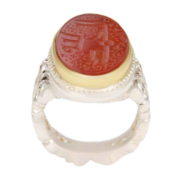 伊斯兰也门红玛瑙银戒指 男款 – Alhamd Ollah