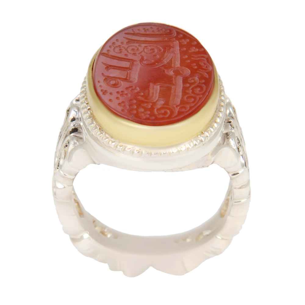 Main image of 伊斯兰也门红玛瑙银戒指 男款 – Alhamd Ollah