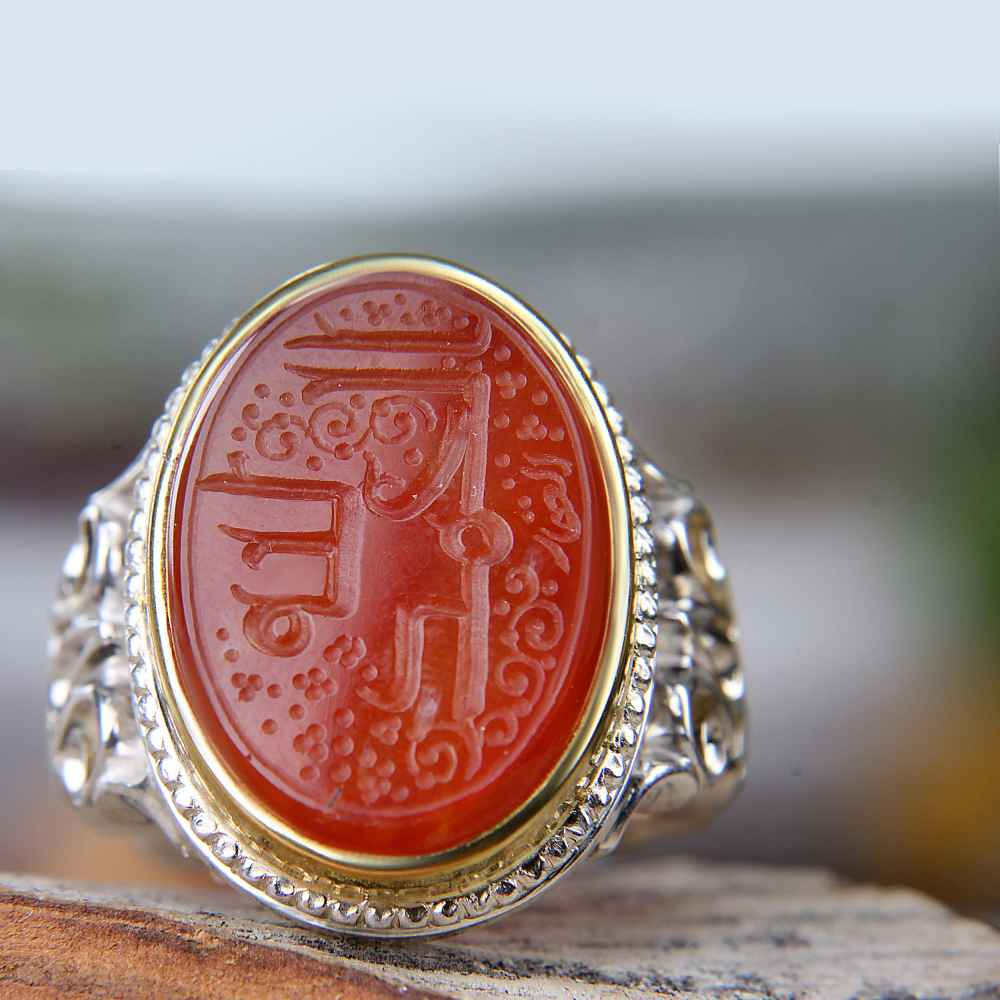 伊斯兰也门红玛瑙银戒指 男款 – Alhamd Ollah